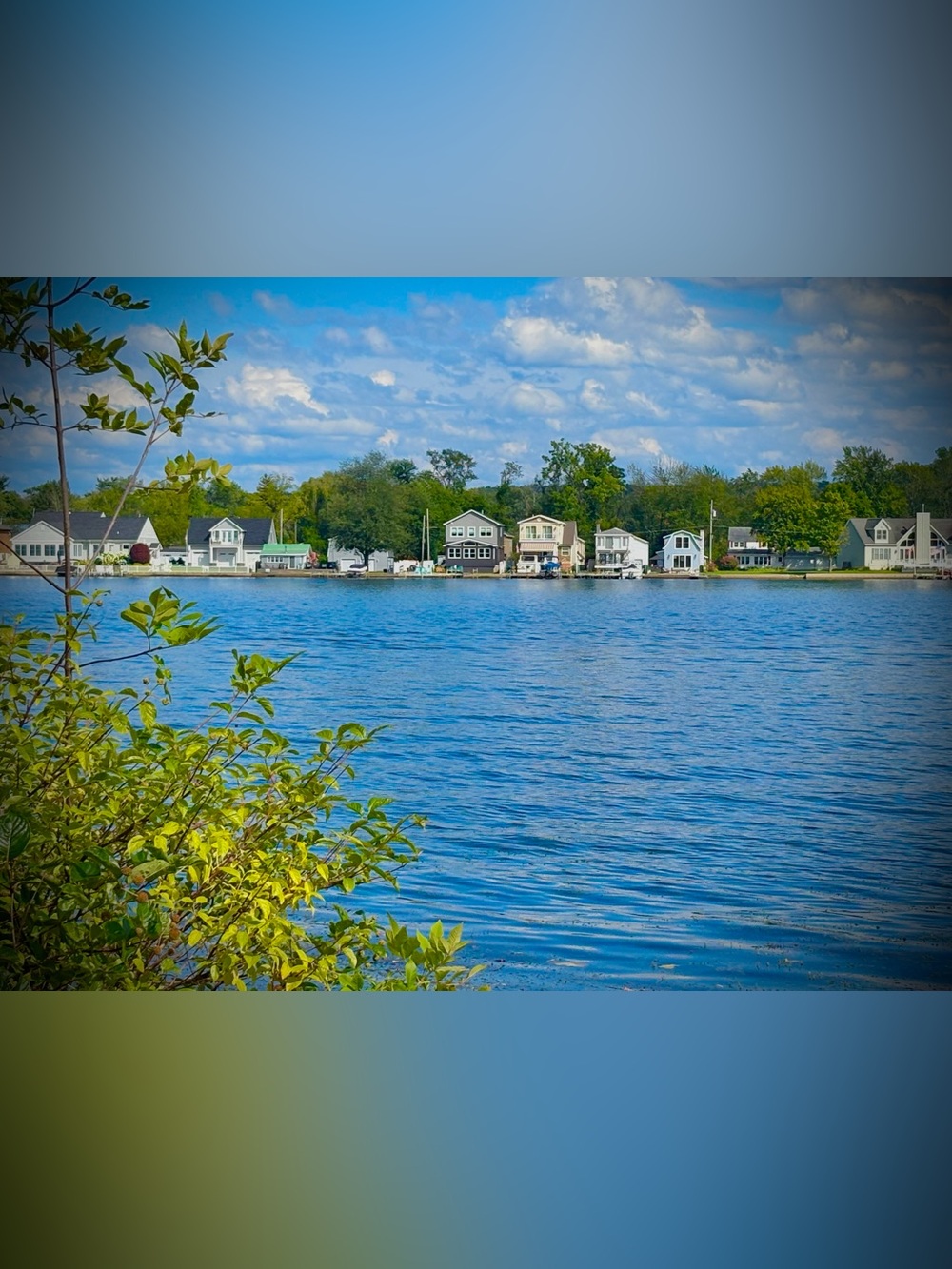 Lakefront Shoreline Photography Print in Blue & Green